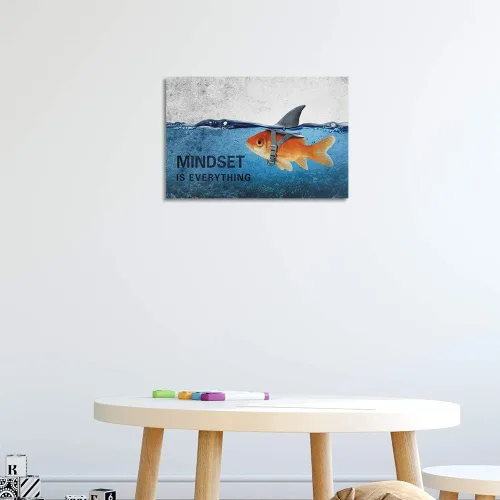 Miniatura 4 de Arte de Pared en Lienzo Inspiracional con Citas, Cuadros Abstractos de Pez Dorado Azul y Tiburón, Pósters, Pintura sobre Lienzo, Obra de Arte
