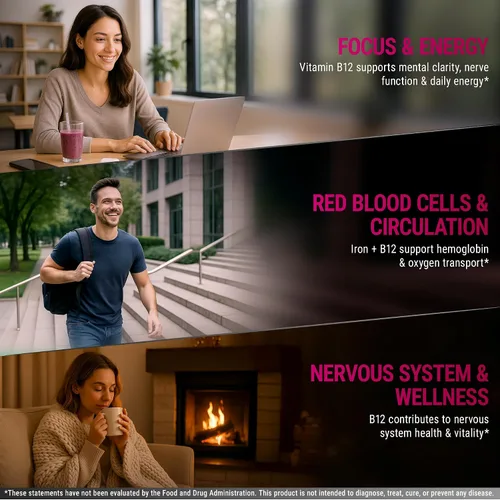 Miniatura 5 de New Elements Suplemento de hierro líquido para mujeres y hombres con vitamina B12 de 5000 mcg, constructor de sangre libre para la anemia, gotas