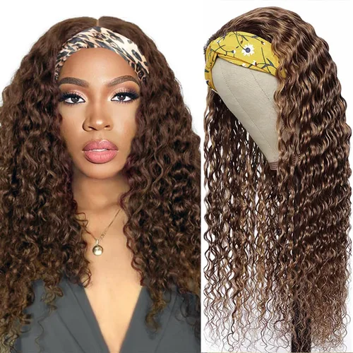 Miniatura 11 de XSY: Peluca de diadema de cabello humano de onda profunda sin pegamento, sin encaje frontal, peluca de diadema rizada, lista para usar y llevar