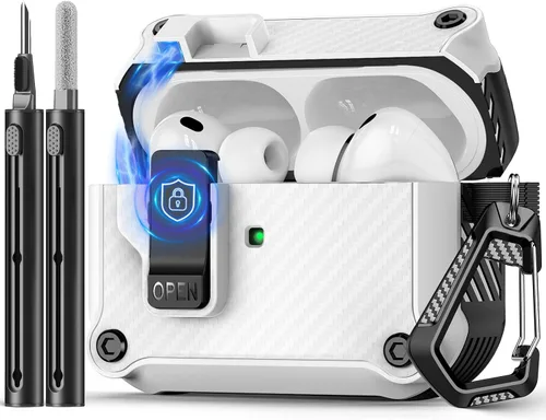Miniatura 41 de Pohgelan - Funda compatible con AirPods Pro 2ª/1ª (azul) Cerradura magnética automática con kit de limpieza, compatible con Magsafe