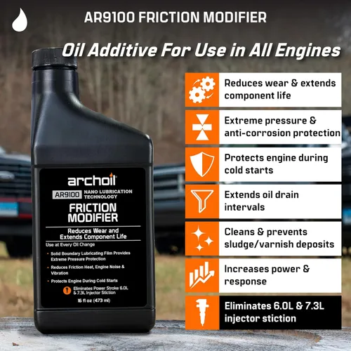Miniatura 2 de Archoil Aditivo de aceite AR9100 (16 onzas) para todos los vehículos, arranque en frío Powerstroke, elimina problemas de inyector