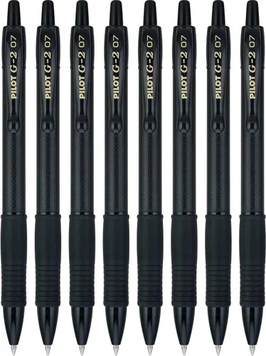 Miniatura 6 de Pilot, G2 Edge - Bolígrafos de gel de alta calidad, punta fina de 0.028 in, tinta negra, paquete de 8 unidades (paquete de 1), ideales para la Negro