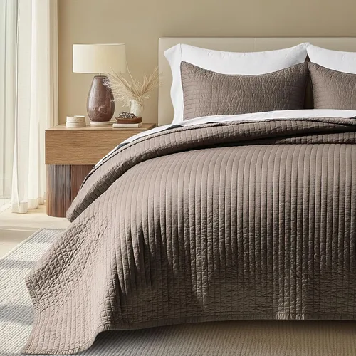 Miniatura 15 de EVERGRACEHOME Juego de edredón de sábana de algodón tamaño King, prelavado, con costura de canal de algodón, edredón, 3 piezas, ropa de cama ligera