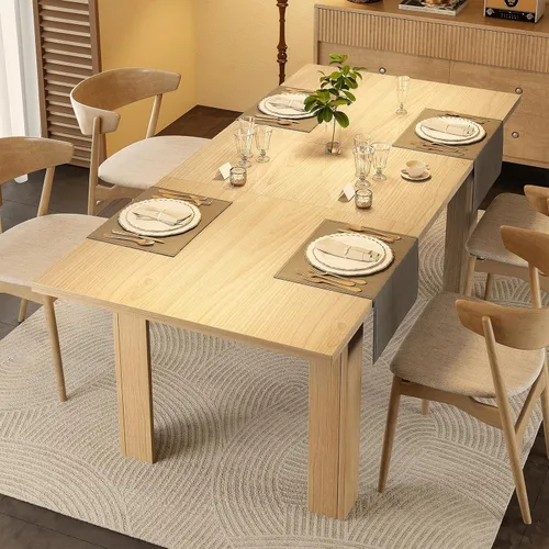 Miereirl Mesa de comedor extensible de 59 a 77 pulgadas para 6 a 8, mesa de cocina rectangular que ahorra espacio con extensión fácil de sacar para