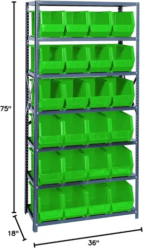 Miniatura 77 de Quantum QSBU-245BK Heavy Duty Shelving Unit with (7) Shelves and (24) QUS245 Black Bins for Garage Warehouse Storage Distribution 400 lb Load