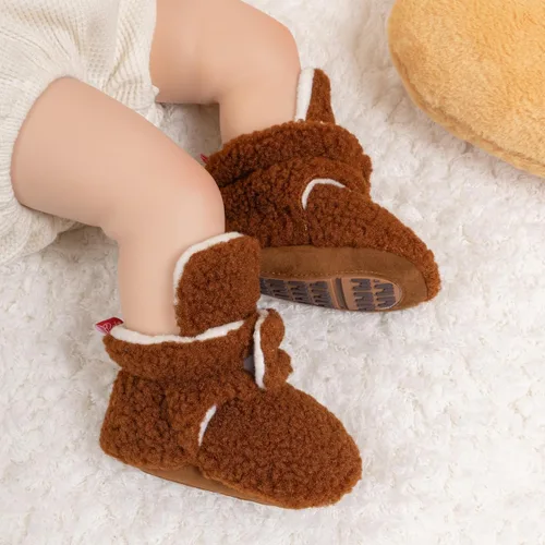 Miniatura 22 de Botines de forro polar para bebés, niños y niñas, pantuflas antideslizantes con agarre suave, zapatos de calcetín para recién nacidos, cuna