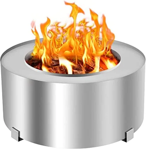 Miniatura 7 de Estufa de fogata para exteriores sin humo de 21.5 a 28.5 pulgadas, parrilla de madera para exteriores de acero inoxidable, plateado, 21.5 pulgadas