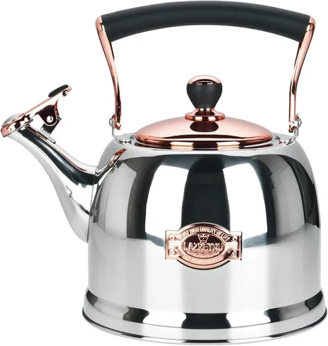 Miniatura 11 de Hervidor de té de acero inoxidable para estufa con mango ergonómico a prueba de calor y silbato de 2.5 cuartos