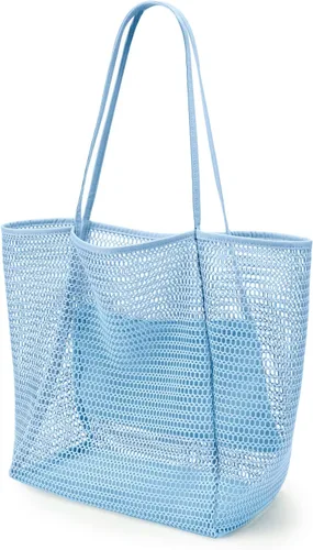 Miniatura 25 de KALIDI Bolso de Mano de Nylon de Playa con Malla, Bolso de Mano Casual Hobo para Mujer, Plegable, MAX 23L, Bolso de Hombro para Playa, Picnic