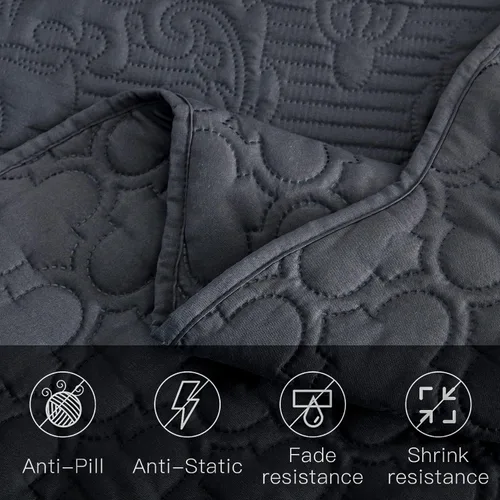 Miniatura 7 de CHIXIN Juego de colcha cubrecama edredón tamaño Full - Funda de cama ligera - Acolchado ultrasónico - Colcha reversible de 5 piezas - Elegante