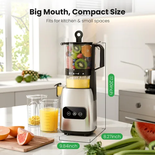 Miniatura 4 de Kismile Exprimidor de prensa en frío, máquina exprimidora de canal de alimentación de 5.6 pulgadas de ancho, exprimidor de masticación lenta de 300