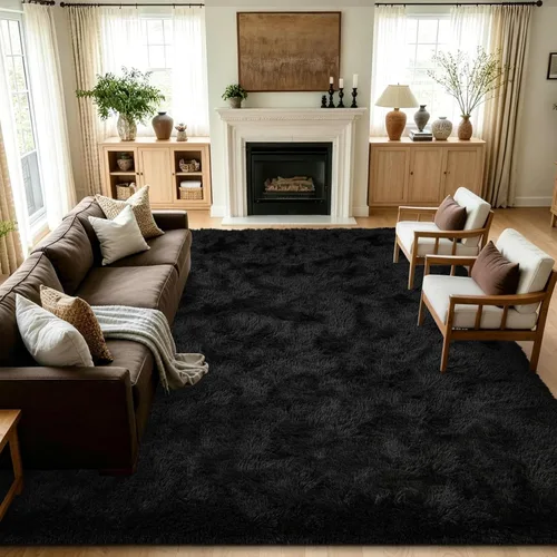 Miniatura 41 de Noahas - Alfombras mullidas de 4 x 6 pies para dormitorio y sala de estar, alfombra gruesa y peluda de color gris, alfombra de suelo antideslizante
