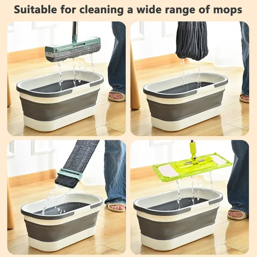 Miniatura 3 de Goderewild Cubo de plástico plegable con ruedas 12L (3.17 galones) para limpieza de casa, camping y RV - Cesta rectangular práctica multiusos