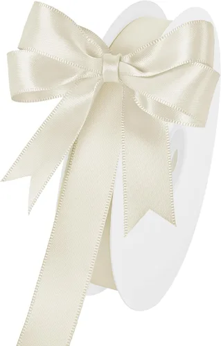 Miniatura 244 de Cinta de satén blanca antigua de doble cara de 1-1/2 pulgadas x 50 yardas, cinta de poliéster para envolver regalos, día de San Valentín, bodas