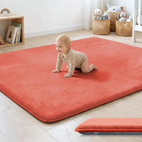 Miniatura 27 de Tapete de cama de bebé de 1.3 pulgadas de grosor para dormitorio, tapete básico de espuma acolchada suave de felpa de 28 x 72 pulgadas con acolchado