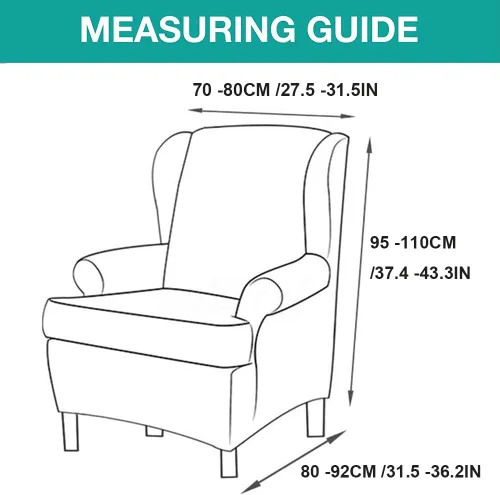 Miniatura 2 de Funda para silla Wingback, fundas elásticas para silla de 2 piezas, fundas elásticas para sofá, funda antideslizante con parte inferior elástica