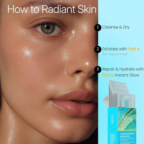 Miniatura 7 de A+B - Almohadillas faciales exfoliantes y reparadoras de 10 Tx, tratamiento de suero de cáscara ácida de 2 pasos con péptidos hialurónicos