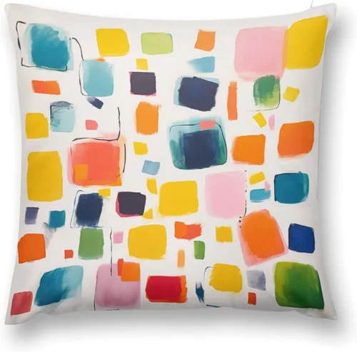 Miniatura 2 de Almohadas grandes para cama, fundas de almohada abstractas coloridas con patrón de rayas verticales, fundas de almohada cuadradas suaves, fundas
