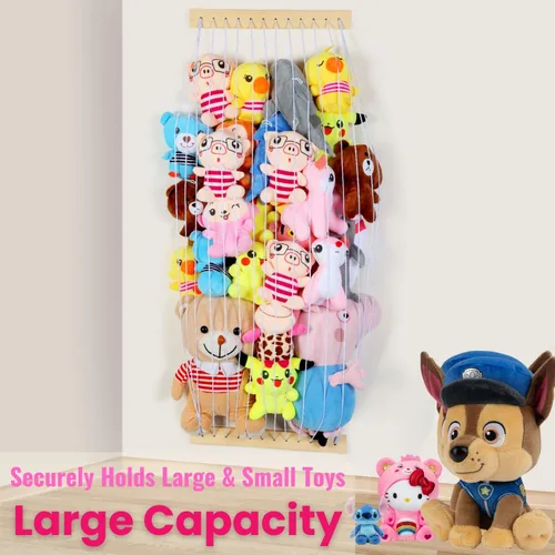 Miniatura 4 de Almacenamiento de animales de peluche, paquete de 2 unidades de almacenamiento de madera suave para habitación de los niños, montaje en pared