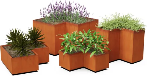 Miniatura 4 de Construye tu propia maceta de acero Corten – Elige tamaño, fondo, drenaje 12 a 48 pulgadas de diámetro Maceta redonda personalizada de acero