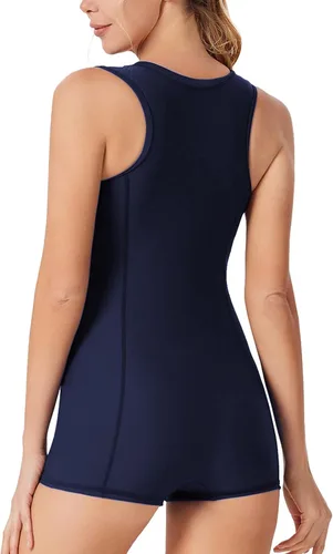 Miniatura 6 de JACK SMITH Trajes de baño modestos de una pieza para mujer, con cremallera frontal, atlético, deportivo, con boyleg