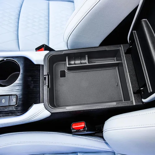 Miniatura 7 de RUNROAD Bandeja de consola central compatible con Nissan Sentra 2020 2021 2022 2023 2024 2025 accesorios, bandeja para reposabrazos, caja de Negro