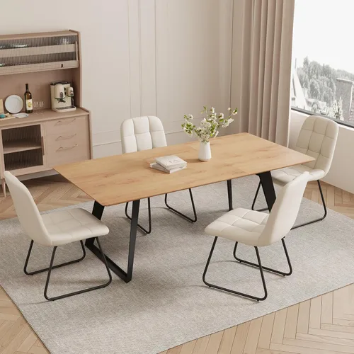 Miniatura 26 de ZckyCine Mesa de Comedor Moderna de Mediados de Siglo y Sillas para 4 Rectangular de Madera Expandible que Ahorra Espacio Multifuncional Marrón