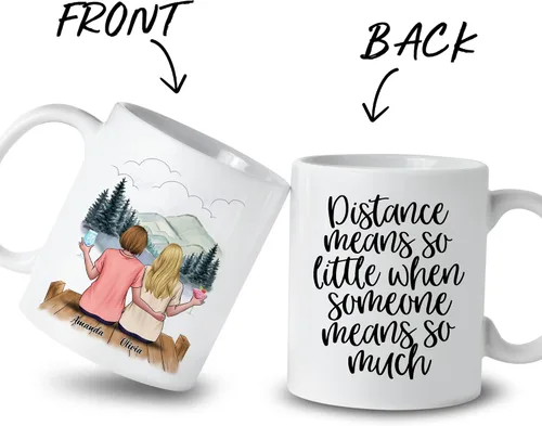 Miniatura 2 de Gossby Taza de Café Personalizada de Amistad - Regalo Personalizado de Larga Distancia para Mujeres Mejores Amigas con Diseño, Nombre - Navidad