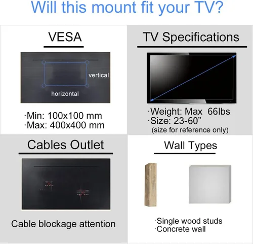 Miniatura 4 de Suptek Soporte de pared para TV con movimiento completo, giratorio e inclinable para la mayoría de televisores de 23 a 55 pulgadas, hasta 25 kg