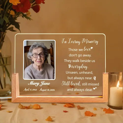 Miniatura 10 de Placa de luz conmemorativa personalizada con foto, regalo de condolencias personalizado por la pérdida de mamá, papá o ser querido, recuerdo