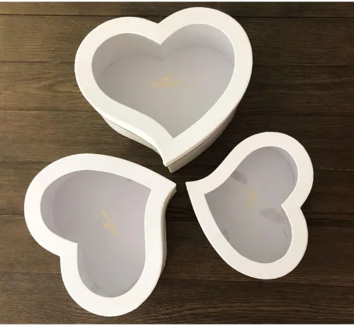 Miniatura 5 de UNIKPACKAGING Caja de flores con forma de corazón de alta calidad, cajas de regalo para flores de lujo y arreglos de regalo, juego de 3 (blanco)