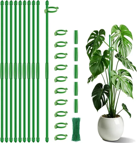 Estacas de soporte para plantas de interior SupKing Orchid Sticks con clips, estacas de jardín extendidas a 2/3/4 pies para tomate en maceta al aire