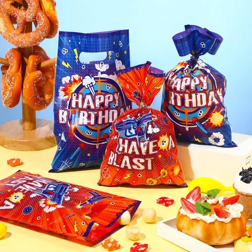 Miniatura 4 de Pajean 100 bolsas de regalo de guerra para fiesta de baby shower, bolsas de golosinas de guerra para fiesta de cumpleaños de guerra, suministros
