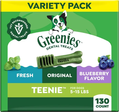 Miniatura 19 de Greenies Golosinas dentales naturales para perros adultos recomendadas por veterinarios, tamaño Teenie, sabor a arándano azul, paquete de 12 oz., 43
