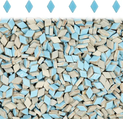 Miniatura 25 de Azulejos de mosaico azul claro, forma de gotas de lluvia, mosaico para manualidades a granel, 50 piezas de forma de lágrima, mosaico, azulejos