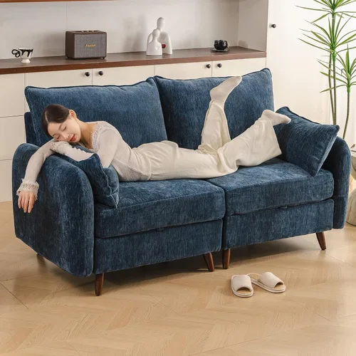 Miniatura 32 de Rexulqo Sofá modular modular de 104 pulgadas con almacenamiento para todos los asientos, sofá grande en forma de L, cómodos sofás de nube con Azul