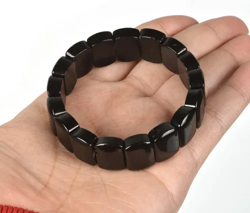 Miniatura 4 de Pulsera elástica de cuentas rectangulares de 0.472 in de piedras preciosas semipreciosas de 7 pulgadas