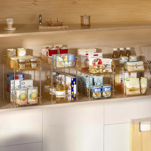 Miniatura 3 de Delamu Organizadores y almacenamiento de 2 niveles para debajo del fregadero, organizadores de gabinete de baño apilables multiusos, organización