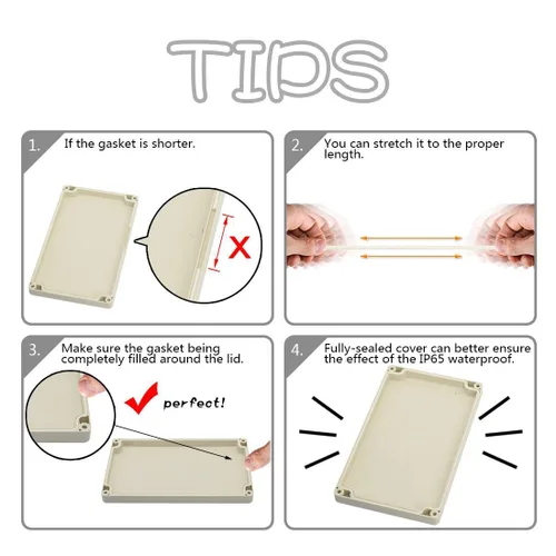 Miniatura 5 de Caja de conexiones de plástico ABS impermeable a prueba de polvo IP65, caja de conexiones universal para proyectos eléctricos, gris pálido y oreja