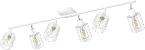 Miniatura 12 de Accesorios de iluminación de riel de techo para cocina, luces de pared negras de 2 luces, iluminación LED moderna con pantalla de vidrio, cabezal