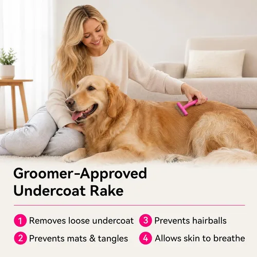 Miniatura 8 de aumuca Undercoat Rake for Dogs & Cats – Deshedder & Grooming Brush – Dog Brush & Cat Brush for Long or Short Hair – Dematting Comb for Matted Fur