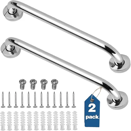Paquete de 2 barras de agarre de ducha de acero inoxidable para baño, barras de agarre para ducha de baño, barras de agarre para bañera duchas de 18