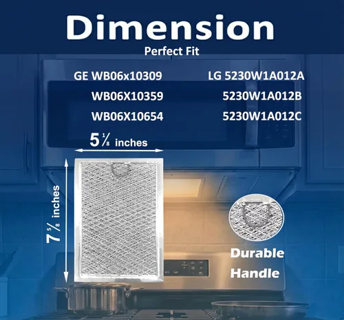 Miniatura 4 de Paquete de 2 filtros de grasa para microondas 5230W1A012C wb06x10309 compatibles con GE WB06X10359 WB06X10654 LG 5230W1A012A 5230W1A012B 5230W1A01B