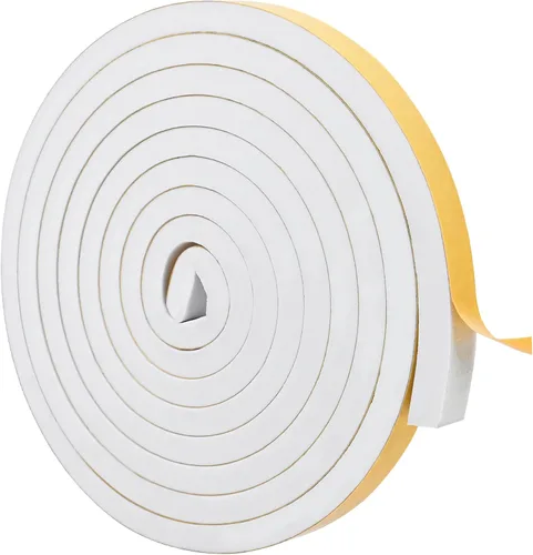 Miniatura 29 de Burlete de cinta de espuma autoadhesiva blanca para puertas y ventanas de 1 pulgada × 3/4 pulgada × 13 pies, tira de sellado de espuma de alta Blanco