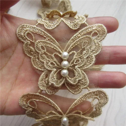 Miniatura 12 de Arco de mariposa soluble de 5 yardas de organza bordada de encaje para tejer, apliques de boda, cinta de retazos hechos a mano, suministros