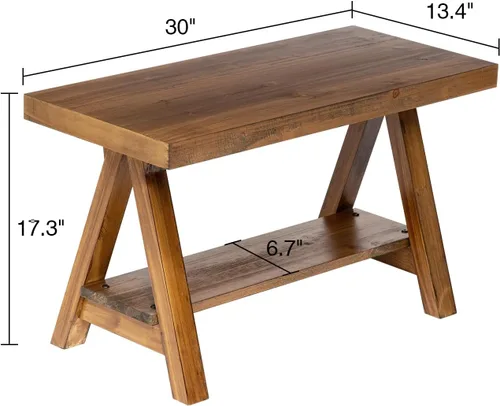 Miniatura 2 de Wnutrees - Banco de madera estilo granja, banco de almacenamiento rústico para interiores, para entrada, sala de estar, comedor, construcción