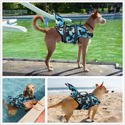 Miniatura 2 de Doglay Chaleco salvavidas para perro, tejido antidesgarros Ripstop, lindo chaleco salvavidas para perros con flotabilidad superior y asa de rescate