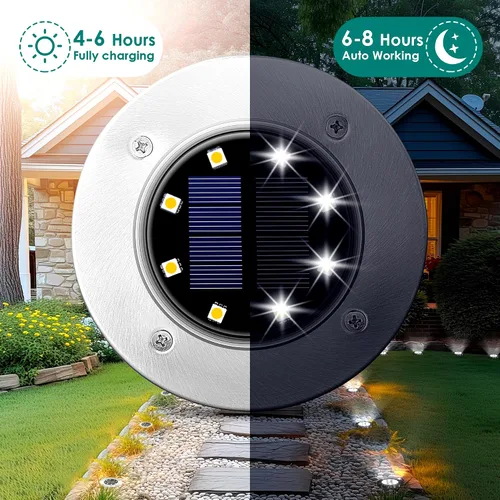 Miniatura 3 de SOLPEX Luces solares impermeables para exteriores, paquete de 8 luces solares para suelo, luces solares de jardín, iluminación de paisaje