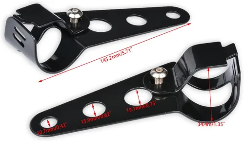 Miniatura 6 de KATUR Soportes universales de montaje para faros delanteros de 1.220 in a 1.535 in, horquilla para oído compatible con Chopper Cafe Racer Negro