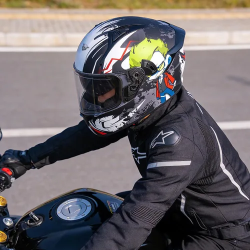 Miniatura 3 de VCOROS Casco integral de doble visera para motocicleta para adultos, Casco de moto de calle y carrera X9 aprobado por DOT con visera negra